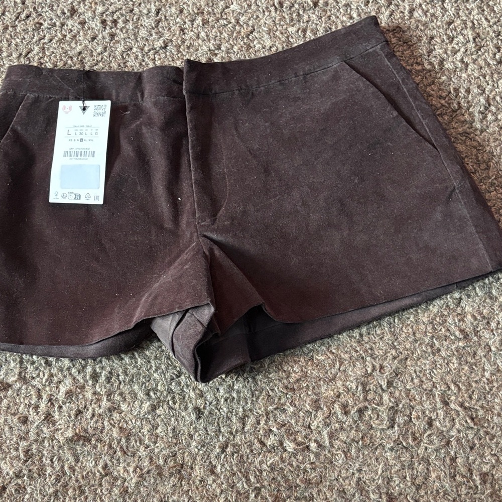 Zara Mini Brown Velvet Shorts